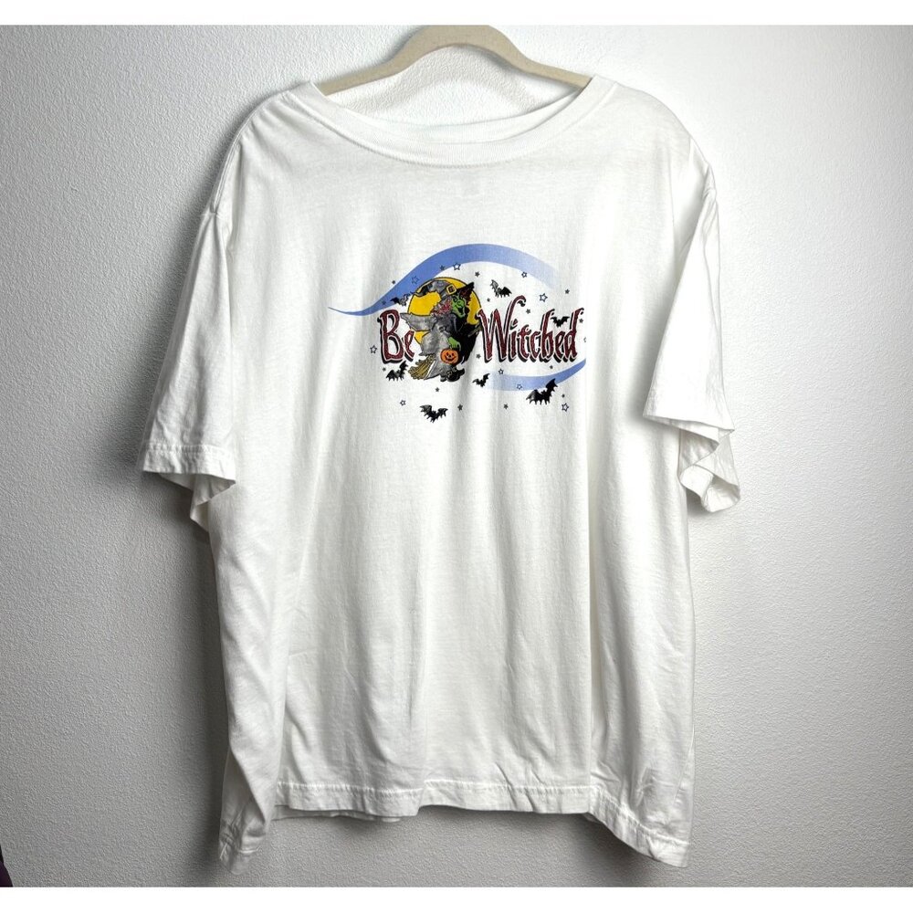 Happy Halloween "Be Witched" Graphic T-Shirt‎ 4XL 26W/28W Cotton Bats Tee